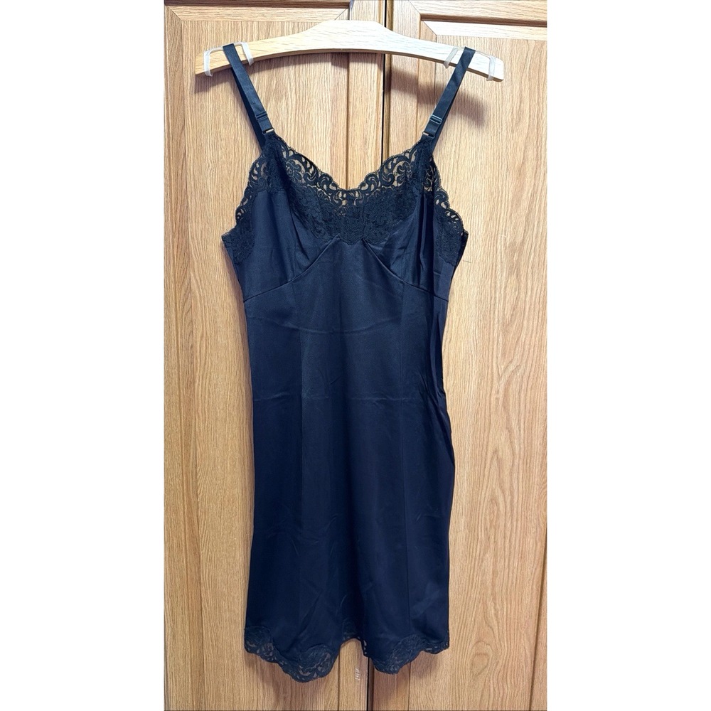 Vintage Black Wonder Maid Molded Magic Full Slip - Size 34 Style 2964A -Lot 1951